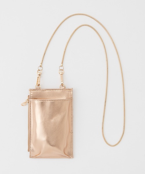 natural couture(ナチュラルクチュール)の「チェーンスマホショルダーバッグ(ショルダーバッグ・レディース・ピンク/ピンクゴールド/その他1/オフホワイト/ブラック/レッド・FREE)」の5枚目の写真