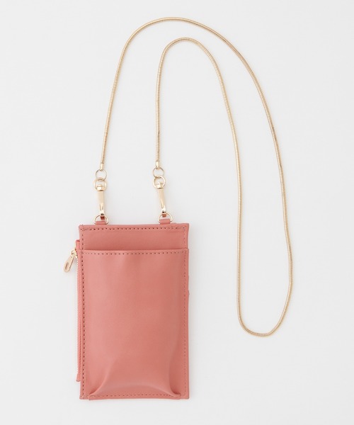 natural couture(ナチュラルクチュール)の「チェーンスマホショルダーバッグ(ショルダーバッグ・レディース・ピンク/ピンクゴールド/その他1/オフホワイト/ブラック/レッド・FREE)」の1枚目の写真