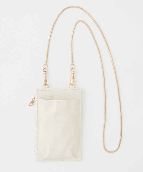 natural couture(ナチュラルクチュール)の「チェーンスマホショルダーバッグ(ショルダーバッグ・レディース・ピンク/ピンクゴールド/その他1/オフホワイト/ブラック/レッド・FREE)」の2枚目の写真