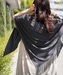 カシミヤ100％大判ストールミンクフォックスファー付き（ストール