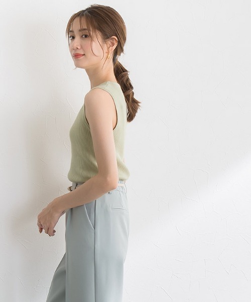 Pierrot（ピエロ）の「ウォッシャブルノースリーブリブニット（ニット/セーター・レディース・アイボリー/ブラック/グレイッシュベージュ/グリーン/ライトパープル/オレンジ・M/L）」の20枚目の写真