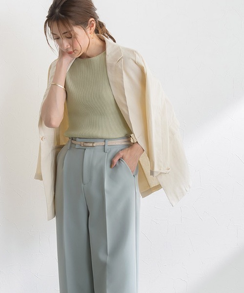 Pierrot（ピエロ）の「ウォッシャブルノースリーブリブニット（ニット/セーター・レディース・アイボリー/ブラック/グレイッシュベージュ/グリーン/ライトパープル/オレンジ・M/L）」の11枚目の写真