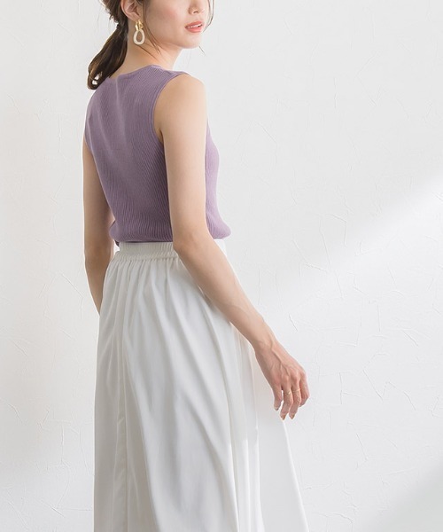 Pierrot（ピエロ）の「ウォッシャブルノースリーブリブニット（ニット/セーター・レディース・アイボリー/ブラック/グレイッシュベージュ/グリーン/ライトパープル/オレンジ・M/L）」の18枚目の写真