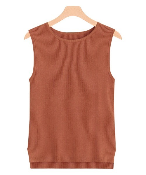 Pierrot（ピエロ）の「ウォッシャブルノースリーブリブニット（ニット/セーター・レディース・アイボリー/ブラック/グレイッシュベージュ/グリーン/ライトパープル/オレンジ・M/L）」の19枚目の写真