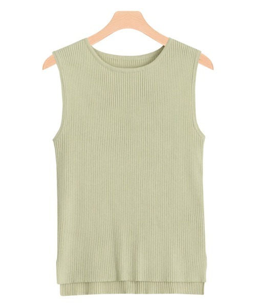 Pierrot（ピエロ）の「ウォッシャブルノースリーブリブニット（ニット/セーター・レディース・アイボリー/ブラック/グレイッシュベージュ/グリーン/ライトパープル/オレンジ・M/L）」の13枚目の写真