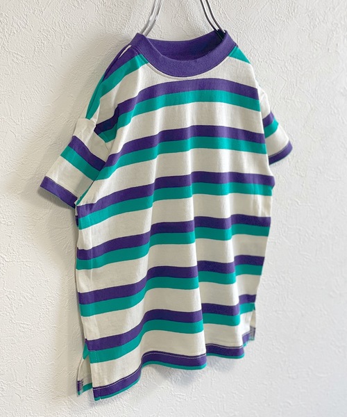 BIG FIELD（ビッグフィールド）の「ボーダーカラーTシャツ（80～150cm）（Tシャツ/カットソー・キッズ・ライトブルー/パープル/ピンク・90/100/110/120/80/130/95/140/150）」の3枚目の写真
