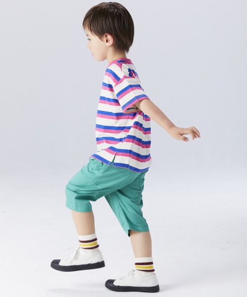 BIG FIELD（ビッグフィールド）の「ボーダーカラーTシャツ（80～150cm）（Tシャツ/カットソー・キッズ・ライトブルー/パープル/ピンク・90/100/110/120/80/130/95/140/150）」の4枚目の写真