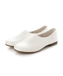 神戸シューズ | Je m'appele canade フワフワラクチンッラウンドトゥバブーシュ 美脚フラットシューズ(パンプス)