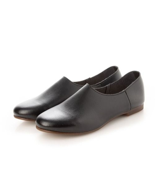 神戸シューズ（コウベシューズ）の「Je m'appele canade フワフワラクチンッラウンドトゥバブーシュ 美脚フラットシューズ（パンプス・レディース・ホワイト/ブラック・23/23.5/25/25.5/22/22.5/24.5/24）」の2枚目の写真