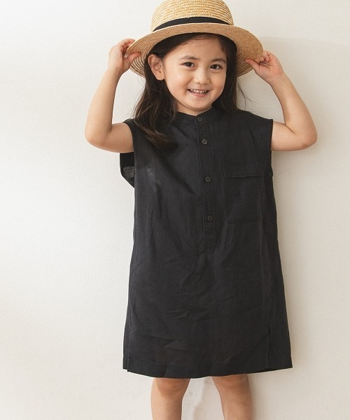 FORK&SPOON（フォークアンドスプーン）の「FORK&SPOON　ノースリーブロングシャツ(KIDS)（シャツ/ブラウス・キッズ・ネイビー/グリーン系その他・105/120/135）」の4枚目の写真