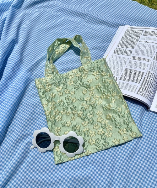 WC（ダブル シー）の「フラワーサテンミニトート（トートバッグ・レディース・グリーン/ライトパープル・FREE）」の2枚目の写真