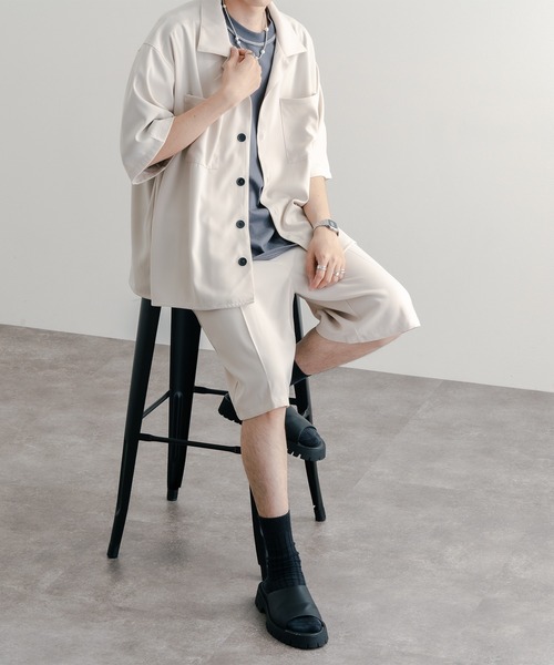 epnok（エプノック）の「ワイドストレートショーツ（スラックス・メンズ・ブラック/ブルーグレー/ナチュラル・SMALL/MEDIUM/LARGE）」の16枚目の写真