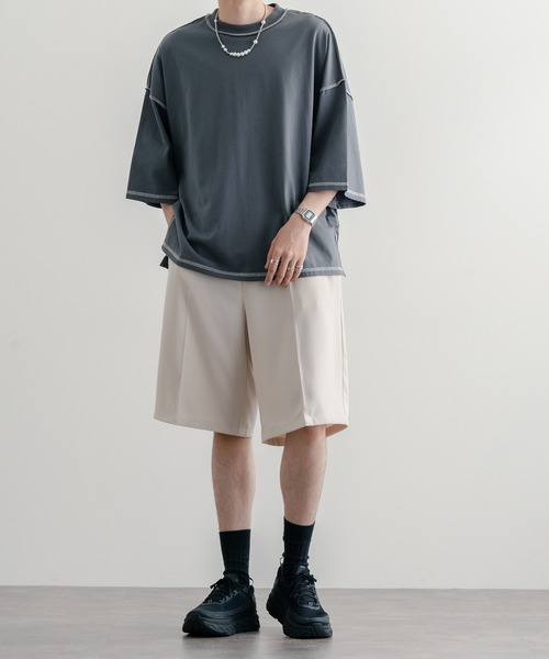 epnok（エプノック）の「ワイドストレートショーツ（スラックス・メンズ・ブラック/ブルーグレー/ナチュラル・SMALL/MEDIUM/LARGE）」の8枚目の写真