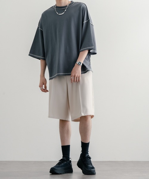 epnok（エプノック）の「ワイドストレートショーツ（スラックス・メンズ・ブラック/ブルーグレー/ナチュラル・SMALL/MEDIUM/LARGE）」の9枚目の写真