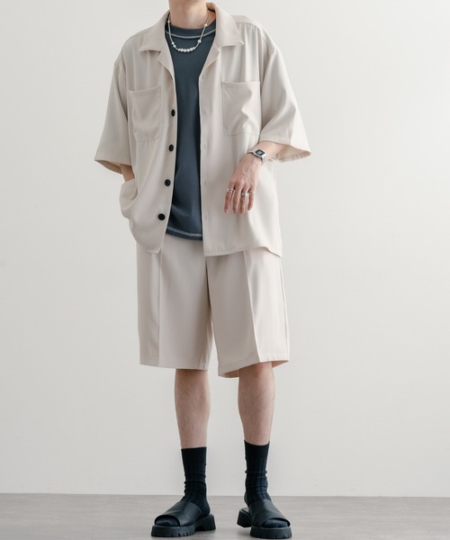 epnok（エプノック）の「ワイドストレートショーツ（スラックス・メンズ・ブラック/ブルーグレー/ナチュラル・SMALL/MEDIUM/LARGE）」の14枚目の写真
