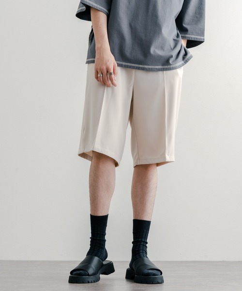 epnok（エプノック）の「ワイドストレートショーツ（スラックス・メンズ・ブラック/ブルーグレー/ナチュラル・SMALL/MEDIUM/LARGE）」の5枚目の写真