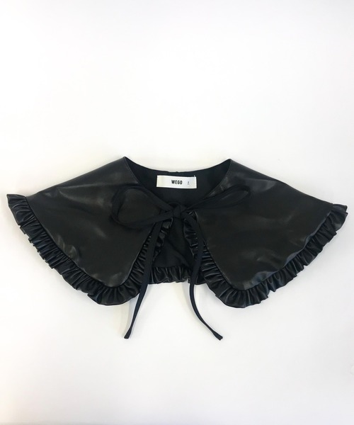 WEGO(ウィゴー)の「WEGO/フェイクレザーフリル付け襟(付け襟・レディース・ブラック/アイボリー・FREE)」の4枚目の写真