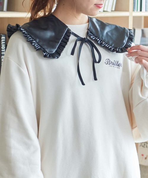 WEGO(ウィゴー)の「WEGO/フェイクレザーフリル付け襟(付け襟・レディース・ブラック/アイボリー・FREE)」の8枚目の写真