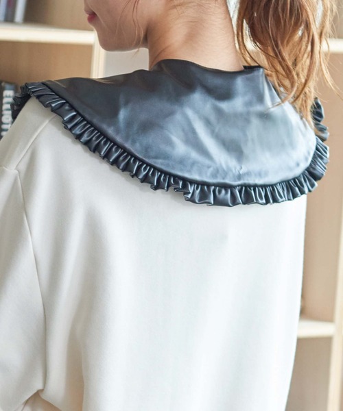 WEGO(ウィゴー)の「WEGO/フェイクレザーフリル付け襟(付け襟・レディース・ブラック/アイボリー・FREE)」の9枚目の写真