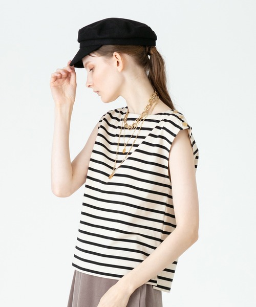 allureville（アルアバイル）の「サイド釦バスクシャツ（Tシャツ/カットソー・レディース・ホワイト/ベージュ・2）」の5枚目の写真