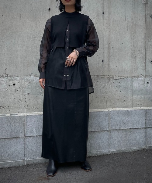 &g'aime（アンジェム）の「【&g'aime】ルーズシルエットシアーシャツ（シャツ/ブラウス・レディース・ブラック/ブラウン/グレー・FREE）」の4枚目の写真