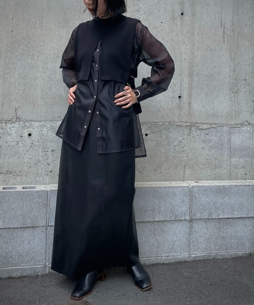 &g'aime（アンジェム）の「【&g'aime】ルーズシルエットシアーシャツ（シャツ/ブラウス・レディース・ブラック/ブラウン/グレー・FREE）」の5枚目の写真