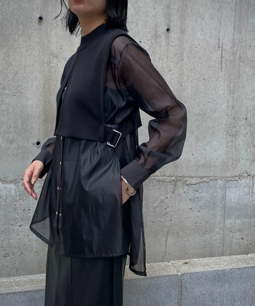 &g'aime（アンジェム）の「【&g'aime】ルーズシルエットシアーシャツ（シャツ/ブラウス・レディース・ブラック/ブラウン/グレー・FREE）」の7枚目の写真