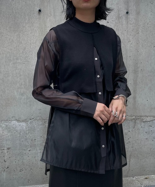 &g'aime（アンジェム）の「【&g'aime】ルーズシルエットシアーシャツ（シャツ/ブラウス・レディース・ブラック/ブラウン/グレー・FREE）」の8枚目の写真