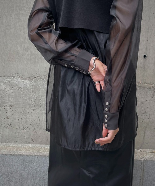 &g'aime（アンジェム）の「【&g'aime】ルーズシルエットシアーシャツ（シャツ/ブラウス・レディース・ブラック/ブラウン/グレー・FREE）」の11枚目の写真