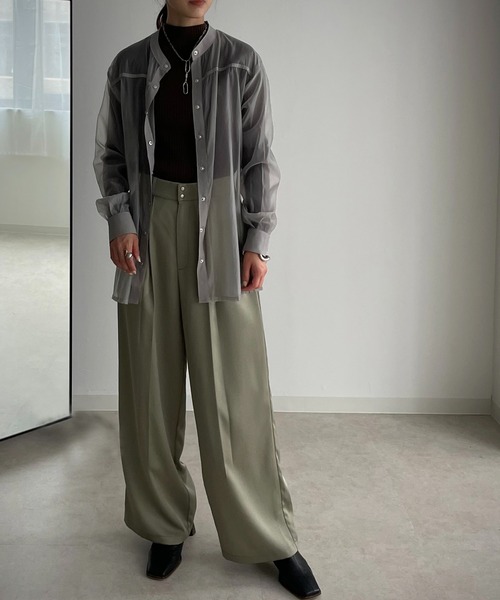 &g'aime（アンジェム）の「【&g'aime】ルーズシルエットシアーシャツ（シャツ/ブラウス・レディース・ブラック/ブラウン/グレー・FREE）」の14枚目の写真