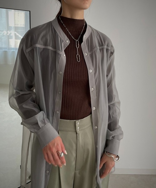 &g'aime（アンジェム）の「【&g'aime】ルーズシルエットシアーシャツ（シャツ/ブラウス・レディース・ブラック/ブラウン/グレー・FREE）」の18枚目の写真