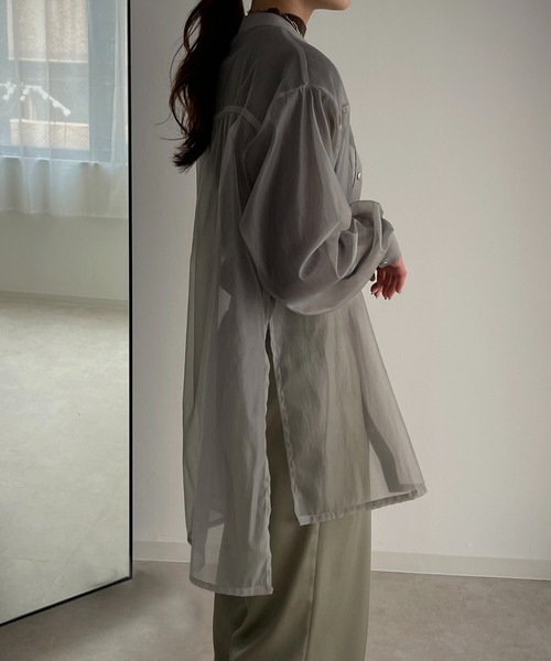 &g'aime（アンジェム）の「【&g'aime】ルーズシルエットシアーシャツ（シャツ/ブラウス・レディース・ブラック/ブラウン/グレー・FREE）」の22枚目の写真