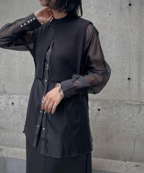 &g'aime（アンジェム）の「【&g'aime】ルーズシルエットシアーシャツ（シャツ/ブラウス・レディース・ブラック/ブラウン/グレー・FREE）」の10枚目の写真