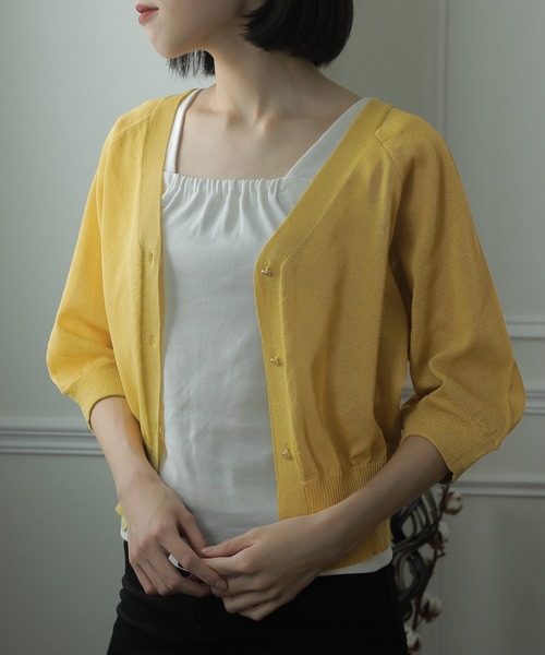 ElegChic(エレグシック)の「シアーショートカーディガン(カーディガン/ボレロ・レディース・ベージュ/グレー/オフホワイト/イエロー/グリーン・FREE)」の5枚目の写真
