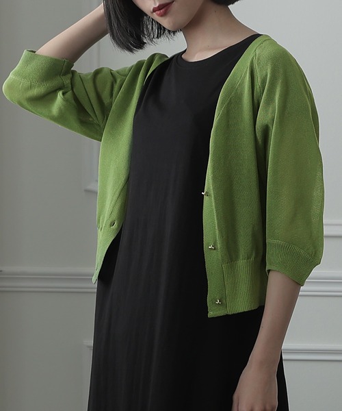 ElegChic(エレグシック)の「シアーショートカーディガン(カーディガン/ボレロ・レディース・ベージュ/グレー/オフホワイト/イエロー/グリーン・FREE)」の1枚目の写真