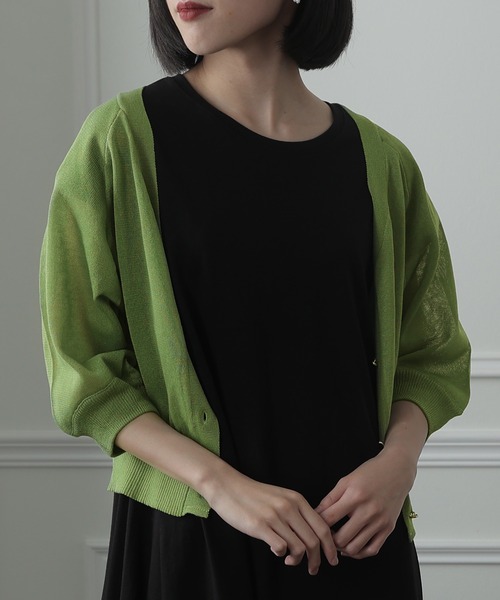 ElegChic(エレグシック)の「シアーショートカーディガン(カーディガン/ボレロ・レディース・ベージュ/グレー/オフホワイト/イエロー/グリーン・FREE)」の6枚目の写真
