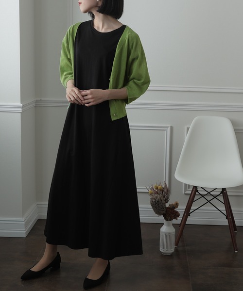 ElegChic(エレグシック)の「シアーショートカーディガン(カーディガン/ボレロ・レディース・ベージュ/グレー/オフホワイト/イエロー/グリーン・FREE)」の9枚目の写真