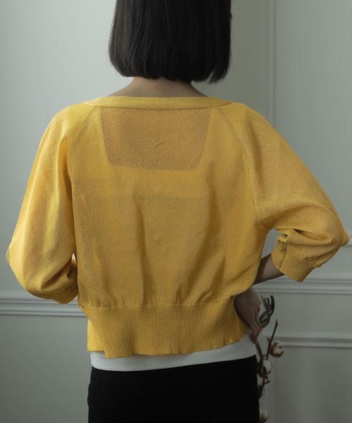 ElegChic(エレグシック)の「シアーショートカーディガン(カーディガン/ボレロ・レディース・ベージュ/グレー/オフホワイト/イエロー/グリーン・FREE)」の13枚目の写真