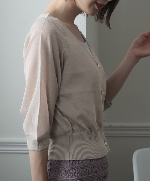 ElegChic(エレグシック)の「シアーショートカーディガン(カーディガン/ボレロ・レディース・ベージュ/グレー/オフホワイト/イエロー/グリーン・FREE)」の17枚目の写真