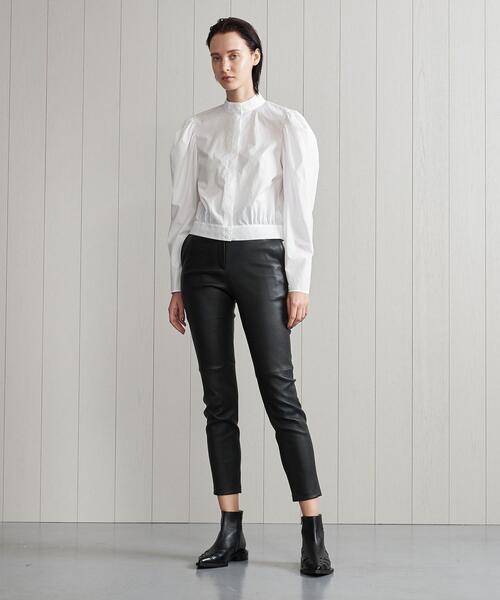 H　BEAUTY&YOUTH UNITED ARROWS（エイチビューティーアンドユースユナイテッドアローズ）の「＜H＞COTTON TYPEWRITER MUTTON SLEEVE BLOUSE/ブラウス◆（シャツ/ブラウス・レディース・ホワイト/ネイビー・S/M）」の3枚目の写真