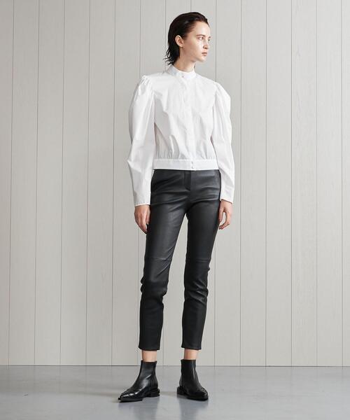 H　BEAUTY&YOUTH UNITED ARROWS（エイチビューティーアンドユースユナイテッドアローズ）の「＜H＞COTTON TYPEWRITER MUTTON SLEEVE BLOUSE/ブラウス◆（シャツ/ブラウス・レディース・ホワイト/ネイビー・S/M）」の4枚目の写真