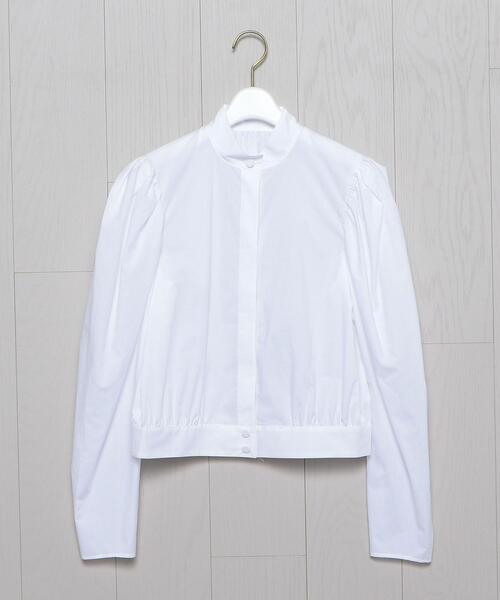 H　BEAUTY&YOUTH UNITED ARROWS（エイチビューティーアンドユースユナイテッドアローズ）の「＜H＞COTTON TYPEWRITER MUTTON SLEEVE BLOUSE/ブラウス◆（シャツ/ブラウス・レディース・ホワイト/ネイビー・S/M）」の5枚目の写真