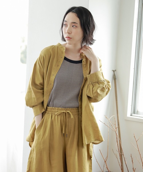 studio CLIP（スタディオクリップ）の「マルチボーダー5分袖プルオーバー（Tシャツ/カットソー・レディース・その他1/パープル/カーキ・LARGE/MEDIUM）」の8枚目の写真