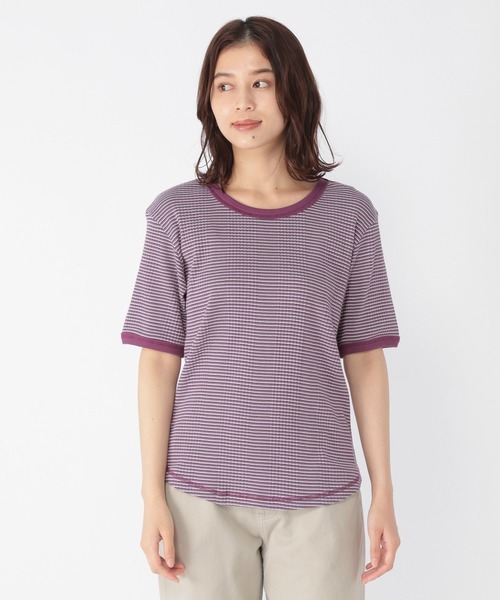 studio CLIP（スタディオクリップ）の「マルチボーダー5分袖プルオーバー（Tシャツ/カットソー・レディース・その他1/パープル/カーキ・LARGE/MEDIUM）」の14枚目の写真