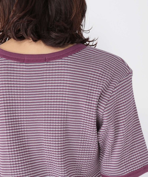 studio CLIP（スタディオクリップ）の「マルチボーダー5分袖プルオーバー（Tシャツ/カットソー・レディース・その他1/パープル/カーキ・LARGE/MEDIUM）」の7枚目の写真