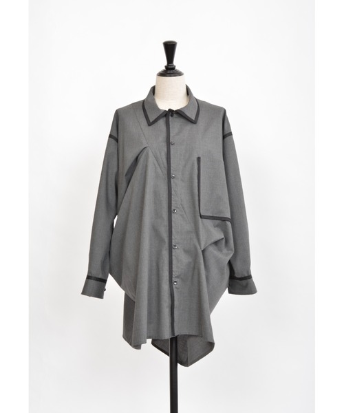 gomme（ゴム）の「T/Rボイル　タックシャツ（シャツ/ブラウス・レディース・チャコールグレー/ブラック・MEDIUM）」の4枚目の写真