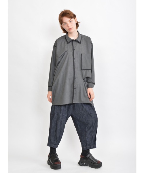 gomme（ゴム）の「T/Rボイル　タックシャツ（シャツ/ブラウス・レディース・チャコールグレー/ブラック・MEDIUM）」の13枚目の写真