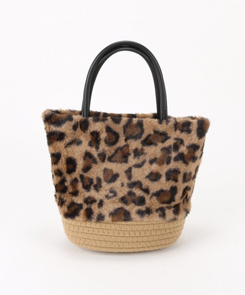 frames RAY CASSIN（フレームスレイカズン）の「棉ローブファー切り替えトート（トートバッグ・レディース・ブラック/グレイッシュベージュ/ベージュ系・FREE）」の6枚目の写真