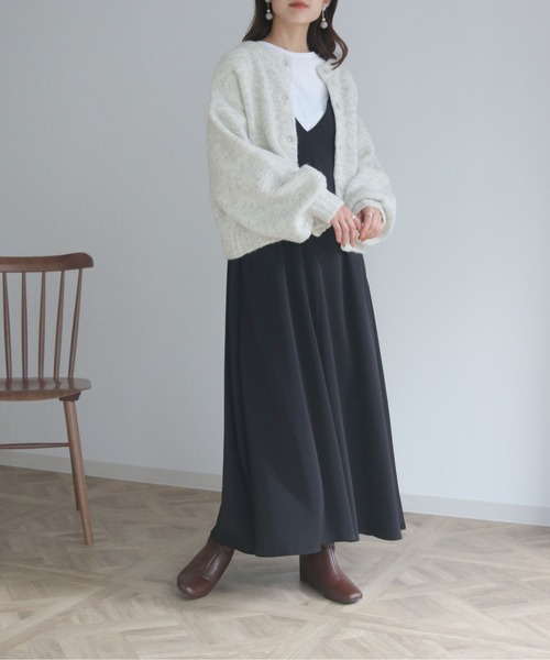 HER CLOSET（ハークローゼット）の「【shemoshelly】アルパカMIXヤーンボリューム袖2WAYカーディガン（カーディガン/ボレロ・レディース・ホワイト/ライトブルー/ベージュ/レッド/グリーン・M）」の16枚目の写真