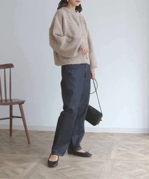 HER CLOSET（ハークローゼット）の「【shemoshelly】アルパカMIXヤーンボリューム袖2WAYカーディガン（カーディガン/ボレロ・レディース・ホワイト/ライトブルー/ベージュ/レッド/グリーン・M）」の10枚目の写真